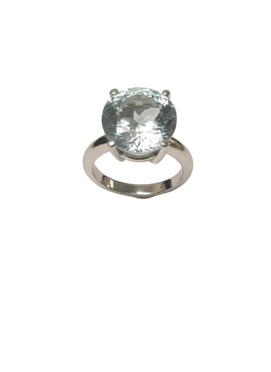 Dazzling Sterling Silver (or White Gold) Aquamarine Cocktail Ring